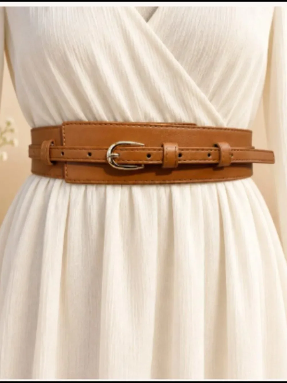 Women’s Wide Waist Belt with Slim Buckle Strap – Black, Brown or Coffee